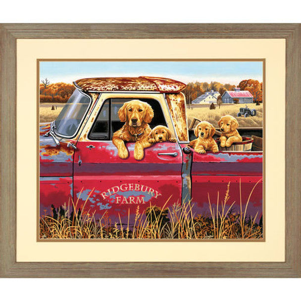 Golden Ride (Golden Retrievers in Pickup) Paint by Number Kit