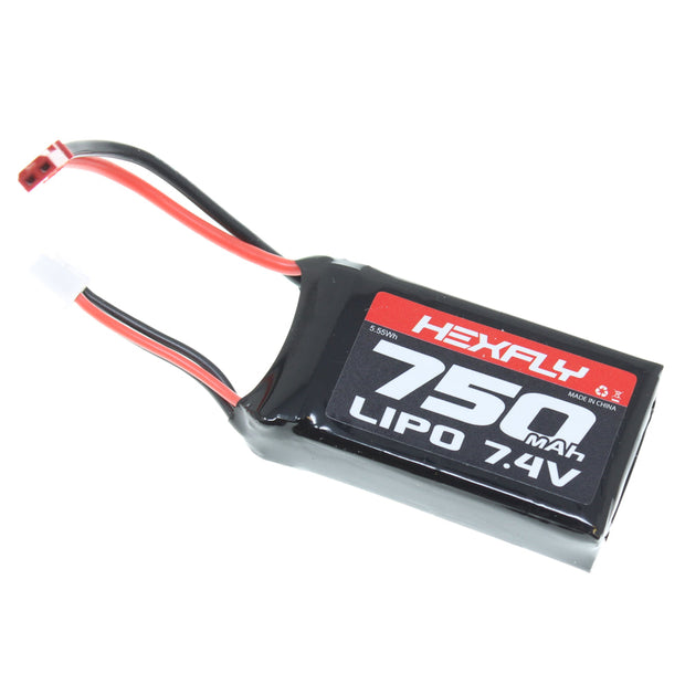 Hexfly 2 cell 7.4v 750mah Lipo Battery w/ JST connector (1pc)