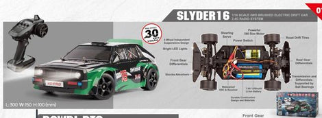 Slyder16 - 1/16 4WD Brushed Drift Car RTR