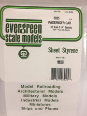 Styrene Sheet Passenger Car HO .030" .75mm