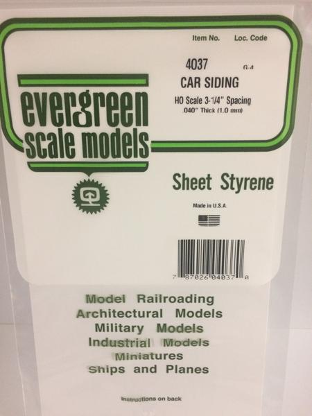 Styrene Sheet Car Siding HO  .040 1.0mm