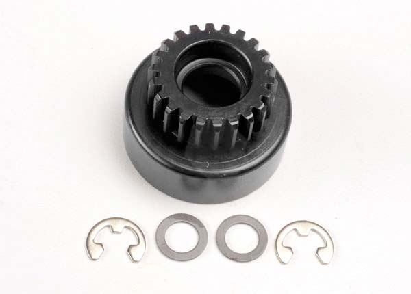 Clutch bell, (22-tooth)/ 5x8x0.5mm fiber washer (2)/ 5mm E-clip (requires #4611-ball bearings, 5x11x4mm (2))