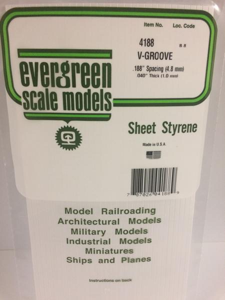 Styrene Sheet V-Groove .188" 4.8mm