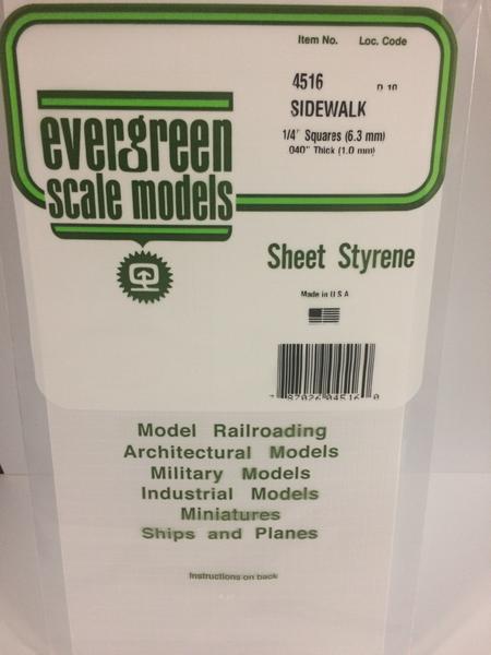 Styrene Sheet Sidewalk 1/4"