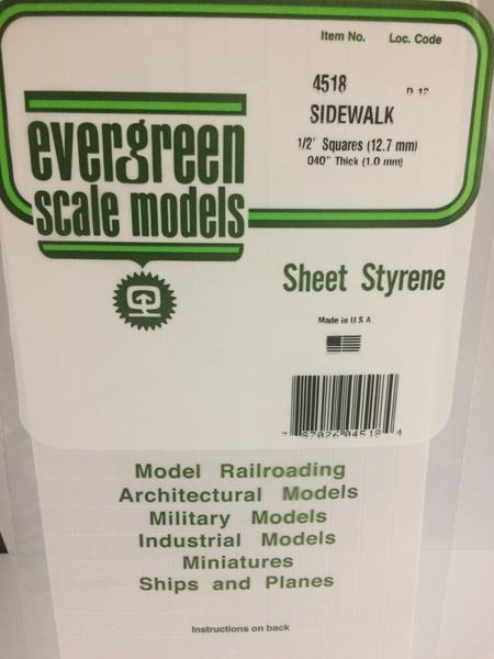 Styrene Sheet Sidewalk 1/2"