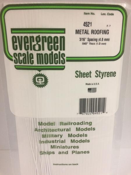 Styrene Metal Roofing 3/16" Spacing