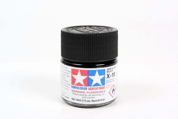 Tamiya Acrylic Paint 1/3oz. Semi Gloss Black X18