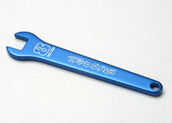 Flat wrench, 8mm (blue-anodized aluminum)