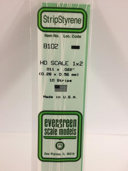 Strip Styrene  HO Scale 1x2