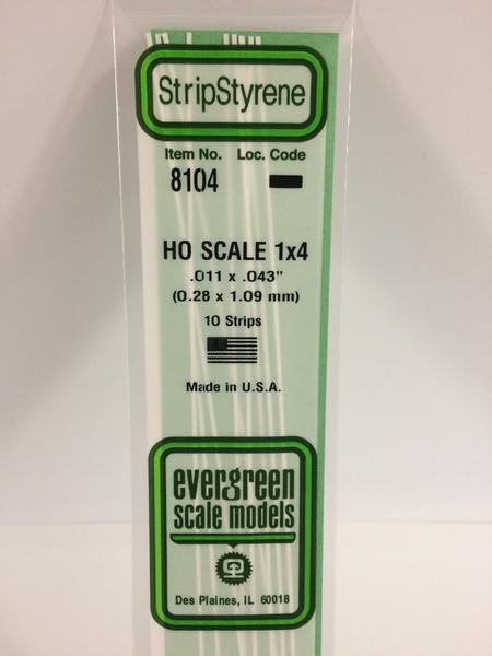 Styrene Strip HO Scale 1x4