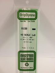 Styrene Strip  HO Scale 1x8