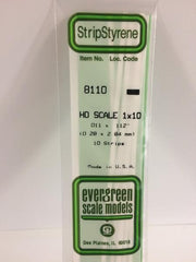 Styrene Strip HO Scale 1x10.