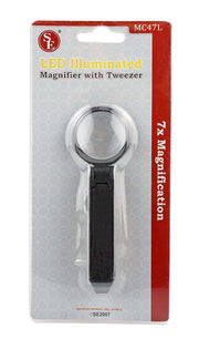 LED Illuminated Magnifier W/Tweezer zot find