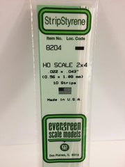 Styrene Strip HO Scale 2x4.