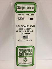 Styrene Strip HO Scale 2x8.