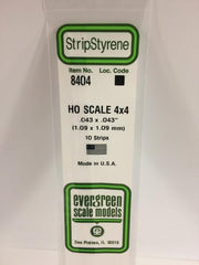 Styrene Strip HO Scale 4x4.