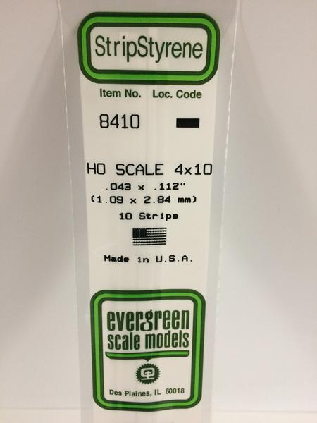 Styrene Strip HO Scale 4x10.