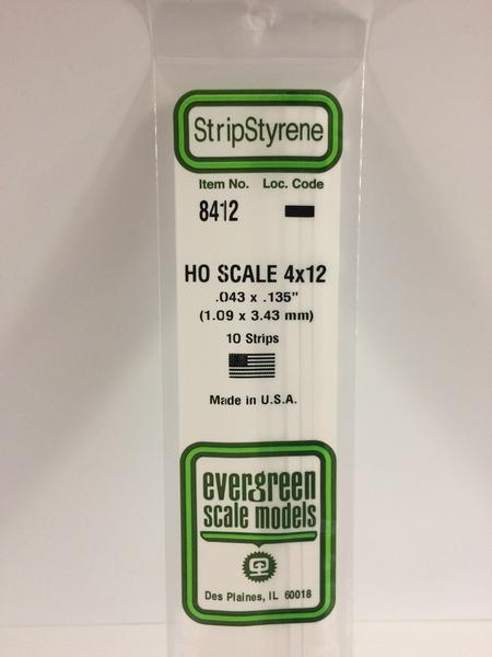 Styrene Strip HO Scale 4x12.