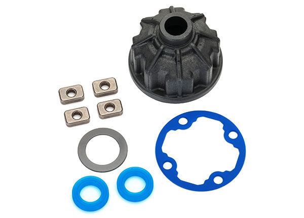 Carrier, differential (heavy duty)/ x-ring gaskets (2)/ ring gear gasket/ spacers (4)/ 12.2x18x0.5 PTFE-coated washer (1)