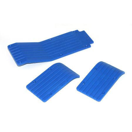 3 piece Skid/Wear Plate Set Blue Traxxas T/E-Maxx