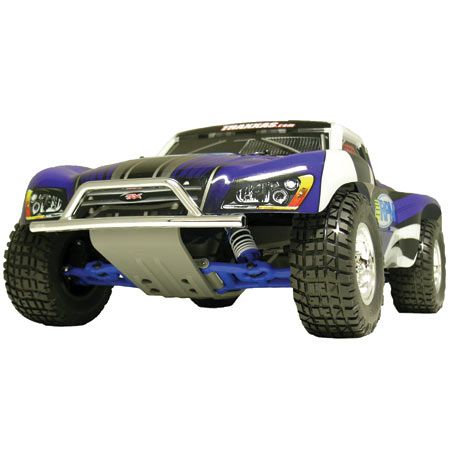 Chrome Front Bumper & Gray Skid Plate Slash 2wd