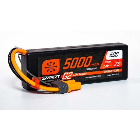 7.4V 5000mAh 2S 50C Smart G2 Hardcase LiPo Battery: IC5