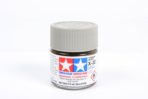 Tamiya Acrylic Paint 1/3oz. Titanium Silver X-32