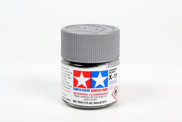 Tamiya Acrylic Paint 1/3oz. Chrome Silver X11