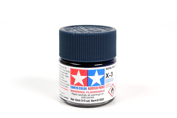 Tamiya Acrylic Paint 1/3oz. Royal Blue X3