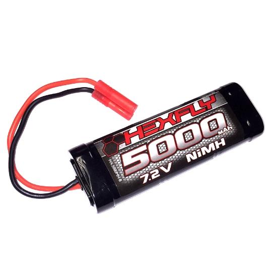 Hexfly 5000mAh Ni-MH Battery - 7.2V with Banana 4.0 Connector